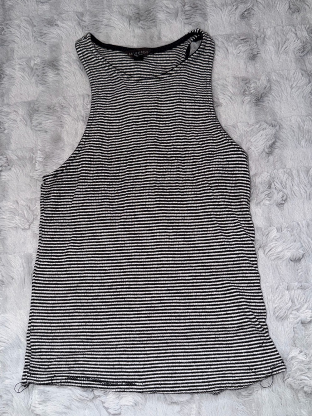 A New Day Black and White Striped Tank Top